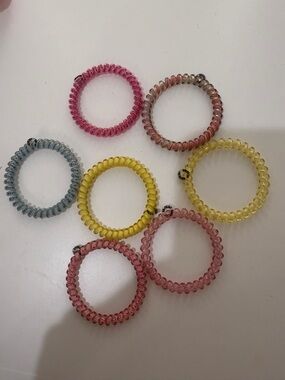 mini teleties Assorted Spiral Coil Hair Ties - Pink, Yellow, Blue